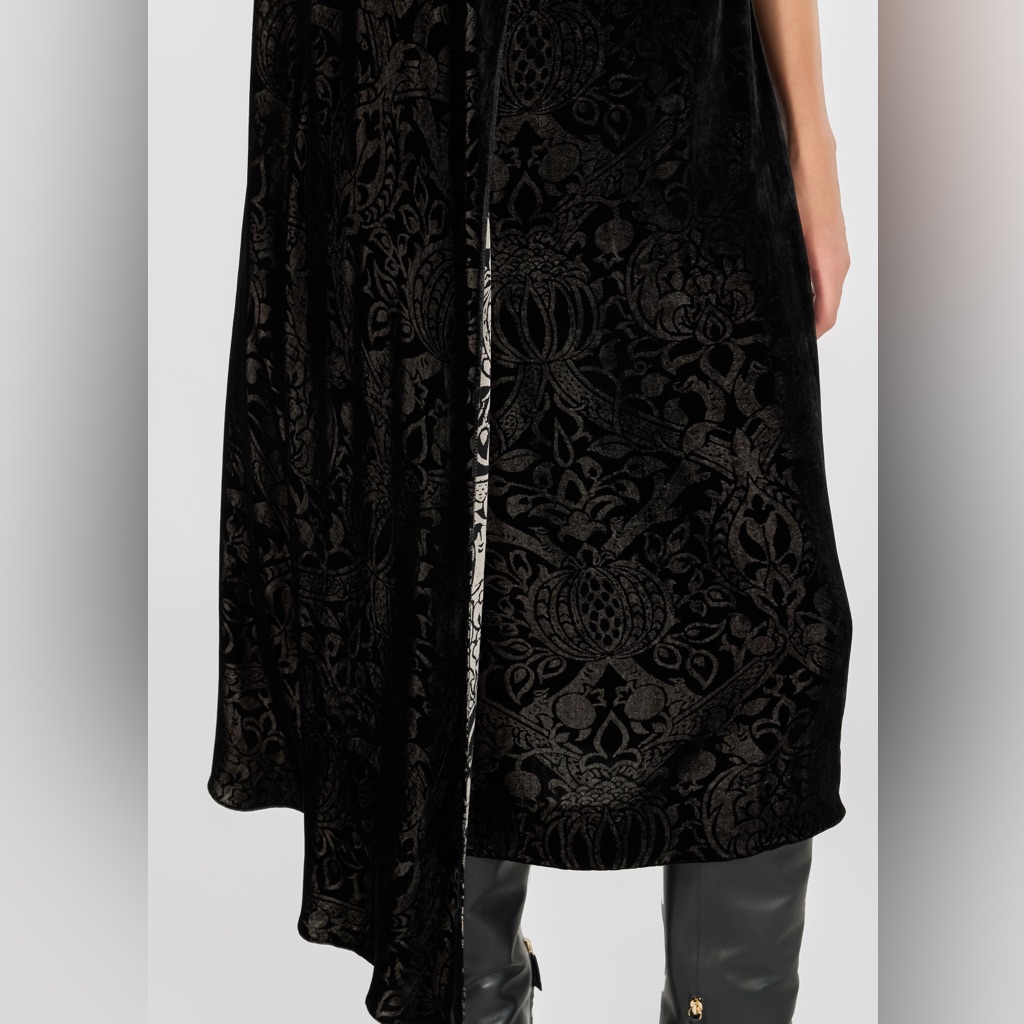 Burberry Black Floral A-Line Skirt